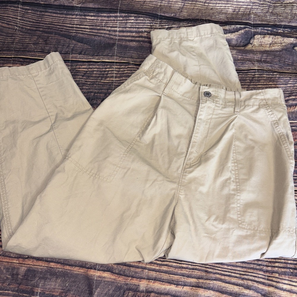Levi's Pleated Balloon Leg Utility Pants Womens Size 25 Tan Tapered High Waisted - Picture 1 of 8